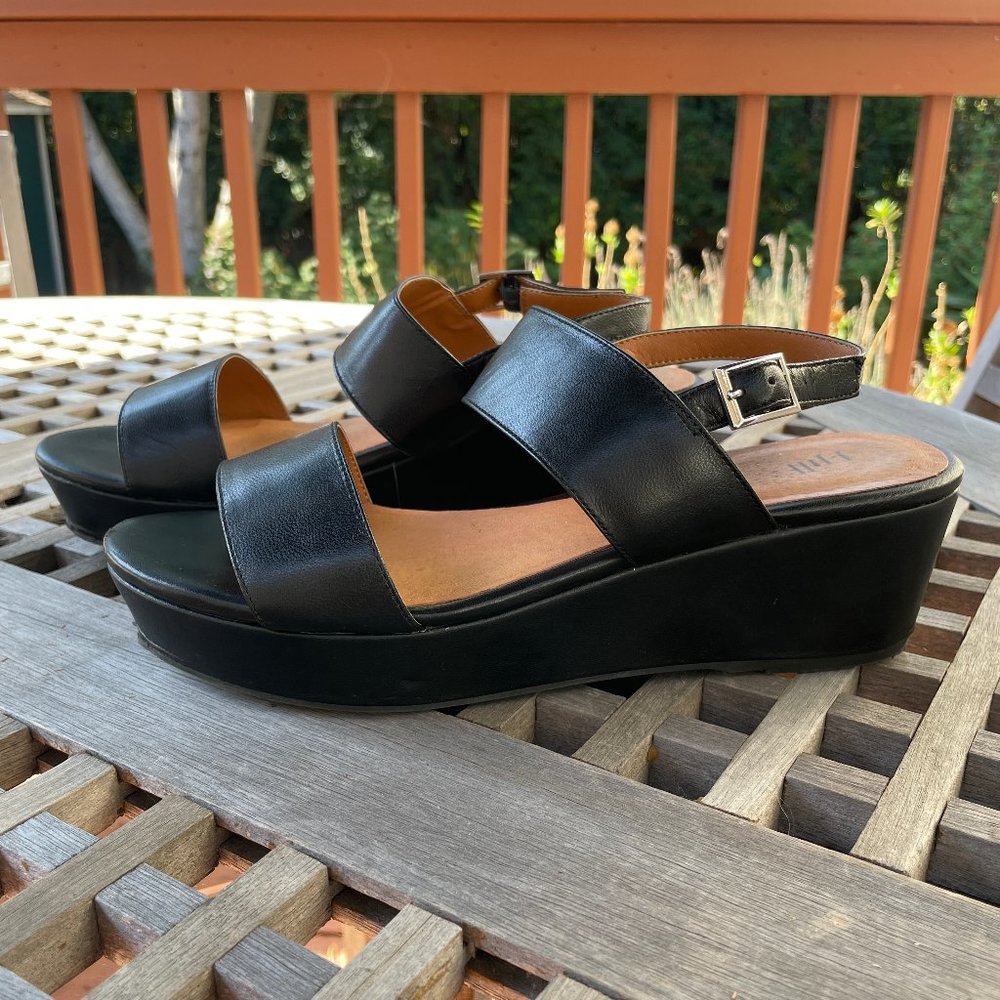 J. JILL Black Leather Platform Slingback Sandal